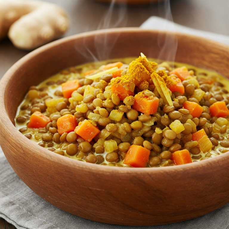 Linsen-Kokos-Suppe mit Karotte & Ingwer