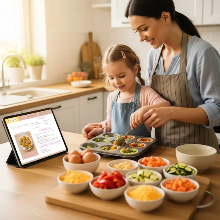 Eine Mutter und ihre Tochter bereiten gemeinsam gesundes Essen in einer modernen Küche vor.