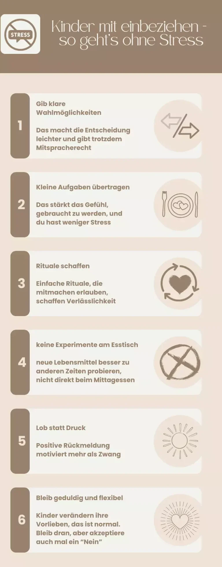 Infografik mit Tipps zum Thema "Kochen mit und für Kinder"
